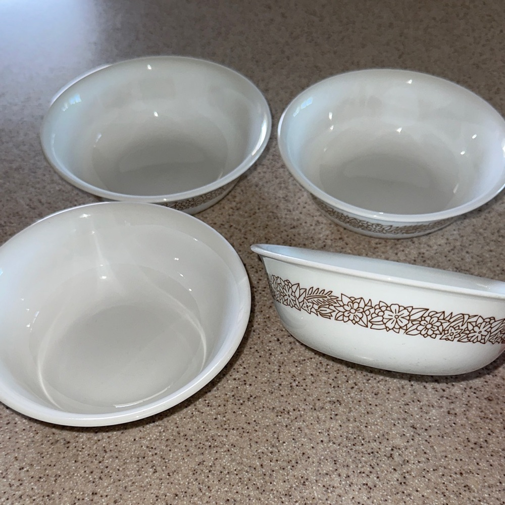 Vintage Corelle Woodland Brown Cereal Bowls - Set of 4